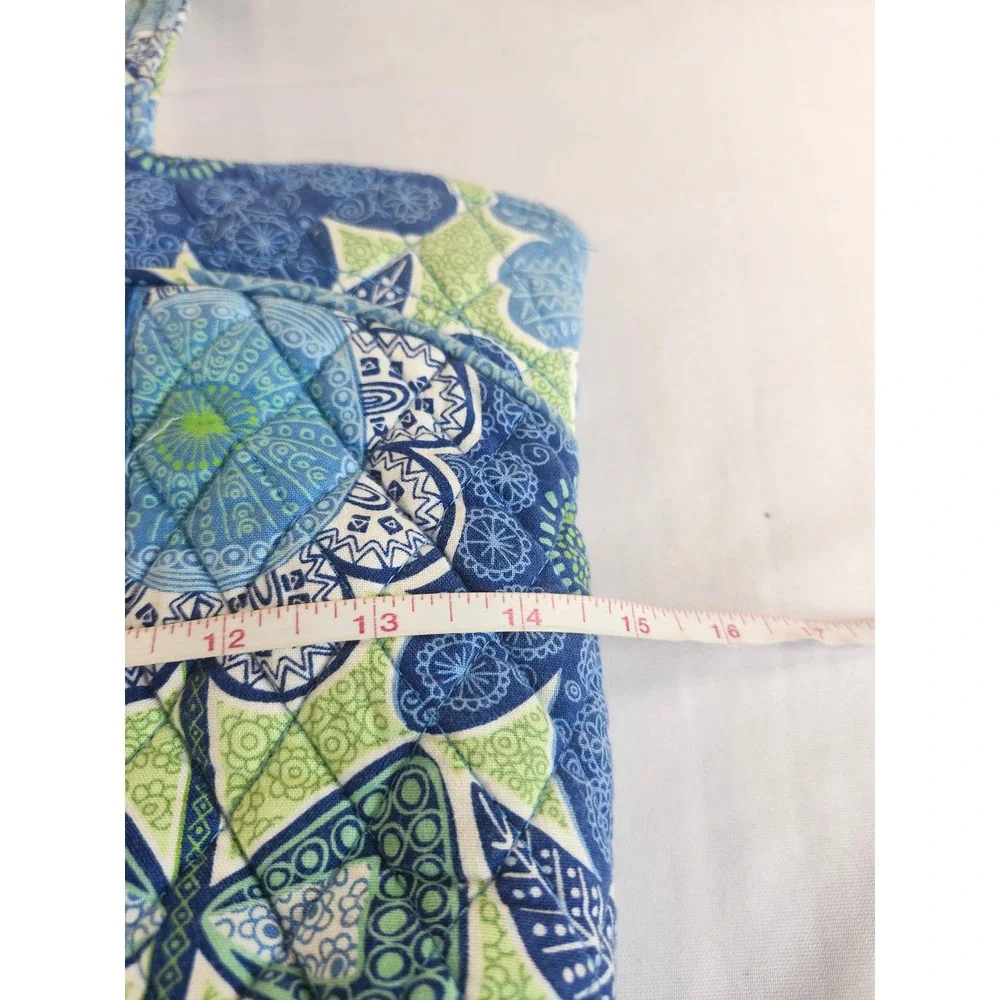 Vera Bradley Blue Bayou Quilted Cotton Tote Bag Floral Zip Top Shoulder Bag